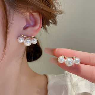 Triple Pearl Stud Earrings